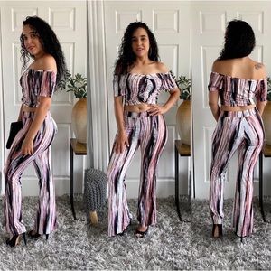 Women’s Tie Dye Crop Top & Flare Leg Trousers